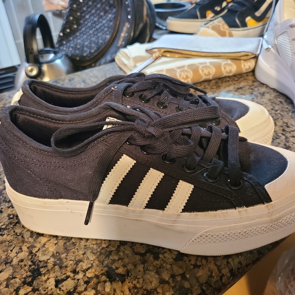 adidas Shoes - adidas Navy and White Platform Sneakers